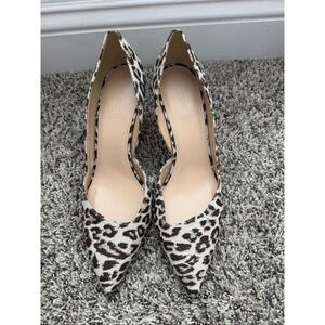 NWT J Crew D'Orsay Safari Leopard Print Glitter Accent Pumps Pointed Toe Size 8.